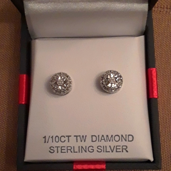 None Jewelry - Sterling Silver Stud Diamond Earrings